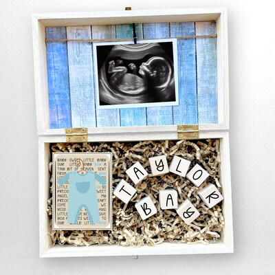 Baby Gender Reveal Gift Box Engraved Personalized Keepsake Baby Shower It's Boy or Girl Surprise Parents To Be Gift for Grandparents - image5